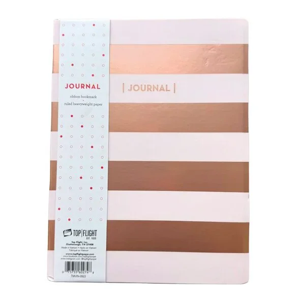 Rose Gold Stripe Flexibound Journal Ribbon Bookmark Heavyweight Ruled Paper New - Picture 2 of 3